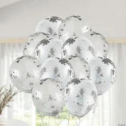 Brand new 😉 Confetti 12" Latex Balloons - 12 Pc. 🤩 -Occasions Sales 12 silver confetti latex balloons 12 pc 13774590 a02