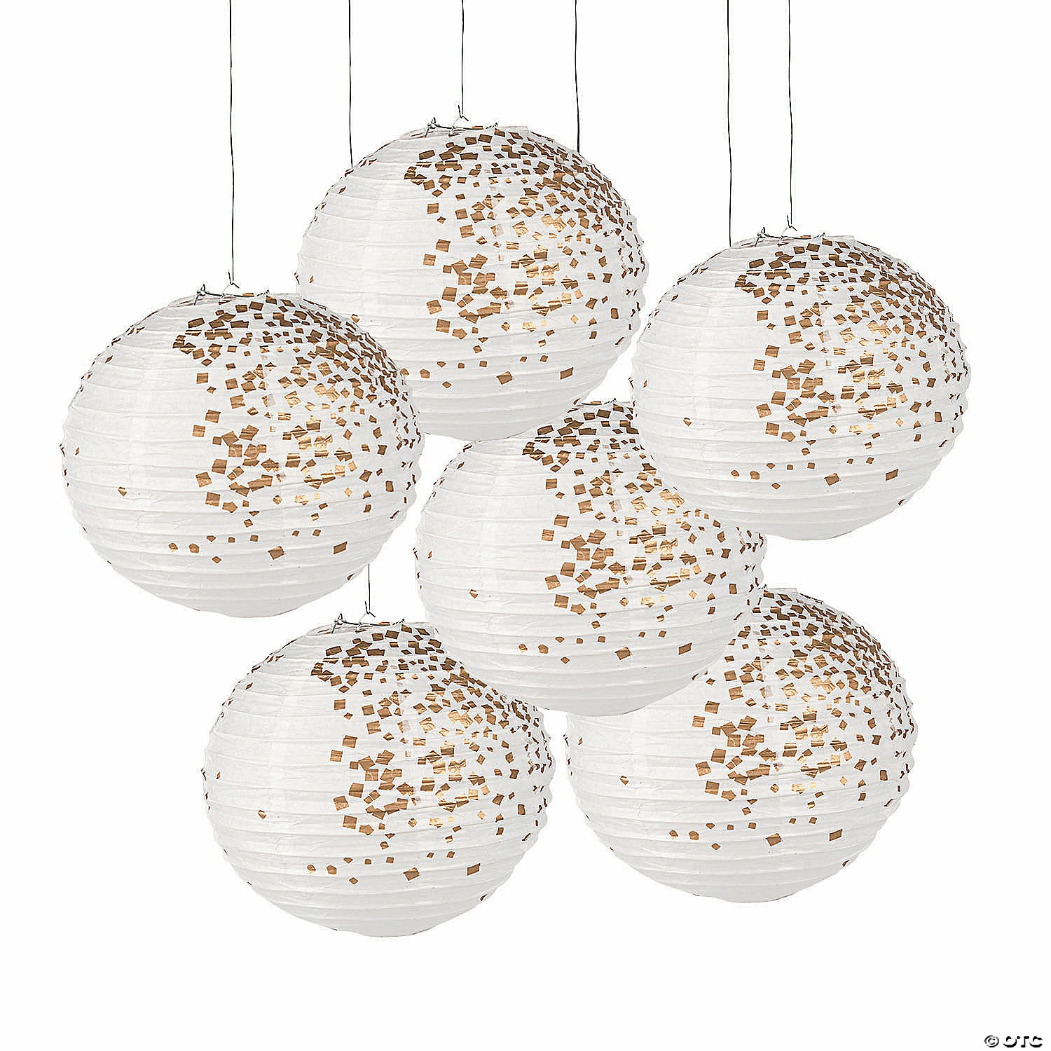 Top 10 π 12" White & Gold Patterned Hanging Paper Lanterns - 6 Pc. π 3 Top 10 π 12" White & Gold Patterned Hanging Paper Lanterns - 6 Pc. π