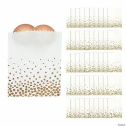 Cheap 🎁 5 3/4" x 8" Gold Polka Dot Cookie Treat Bags - 50 Pc. ✨