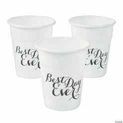 Cheap ⌛ Best Day Ever Wedding Plastic Cups - 50 Pc. 🎁