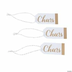 Wholesale ❤️ Cheers Gold & White Favor Tags - 24 Pc. 🔥