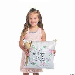 Promo 💯 Flower Girl Reversible Sequin Pillow 😉 -Occasions Sales flower girl reversible sequin pillow13937102 a02