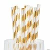 Best Sale 👏 Gold Foil Striped Paper Straws - 24 Pc. 🎁 -Occasions Sales gold foil striped paper straws 24 pc 13731532