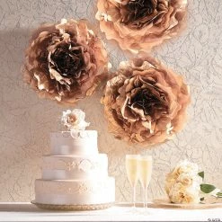 Promo 😀 Large Gold Tissue Flower Decorations - 3 Pc. 🎉 -Occasions Sales large gold tissue flower decorations 3 pc 13725181 a01