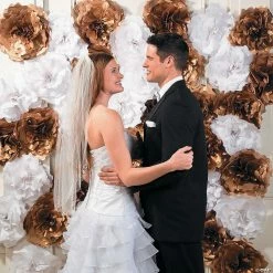 Promo 😀 Large Gold Tissue Flower Decorations - 3 Pc. 🎉 -Occasions Sales large gold tissue flower decorations 3 pc 13725181 a02