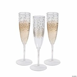 Cheap 😉 Premium Gold Dot Plastic Champagne Flutes - 25 Ct. 🛒