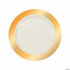 Top 10 🎉 Premium Ivory Plastic Dinner Plates with Metallic Border - 25 Ct. ✨
