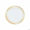 Wholesale 👍 Premium White Plastic Dessert Plates with Metallic Trim - 25 Ct. 🎉