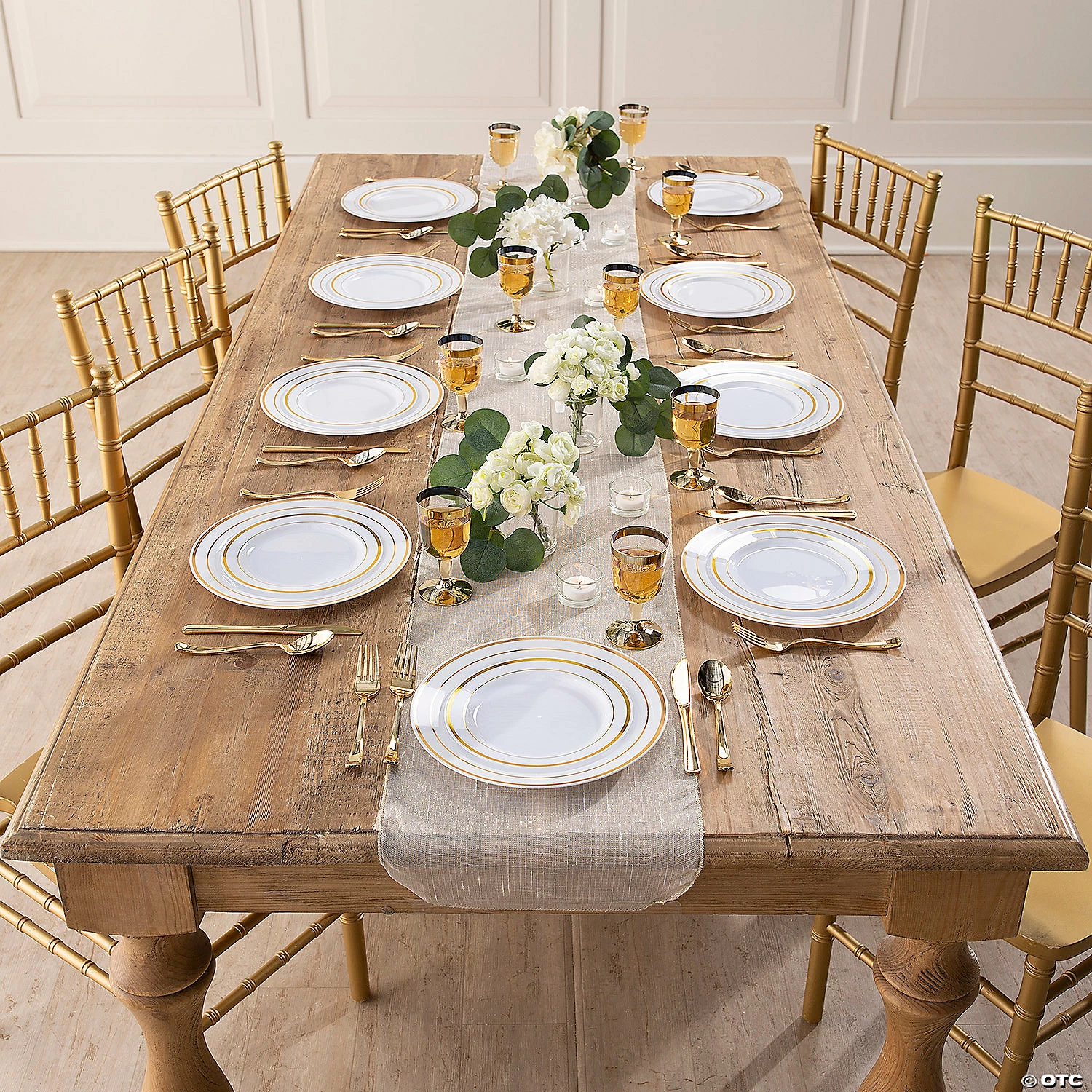 Wholesale ๐ Premium White Plastic Dessert Plates with Metallic Trim - 25 Ct. ๐ 4 Wholesale ๐ Premium White Plastic Dessert Plates with Metallic Trim - 25 Ct. ๐ - Image 2