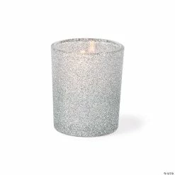 Outlet ✔️ Silver Glitter Votive Candle Holders - 12 Pc. 🔔