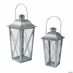 Outlet ⌛ Silver Metal Lanterns - 2 Pc. 🥰