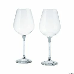 Buy 👍 Silver Rhinestone Stem Wine Glasses - 2 Ct. 🎁