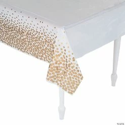 Cheap 🧨 White with Gold Dots Tablecloth 💯