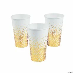 Wholesale 👏 White with Gold Foil Dots Paper Cups - 24 Pc. ⌛