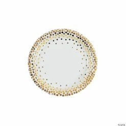Deals ⭐ White with Gold Foil Dots Paper Dessert Plates - 8 Ct. ✔️